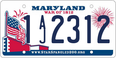 MD license plate 1AJ2312