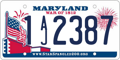 MD license plate 1AJ2387