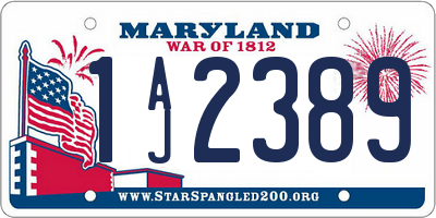 MD license plate 1AJ2389