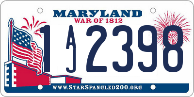 MD license plate 1AJ2398