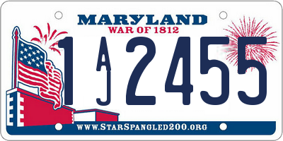 MD license plate 1AJ2455