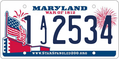 MD license plate 1AJ2534