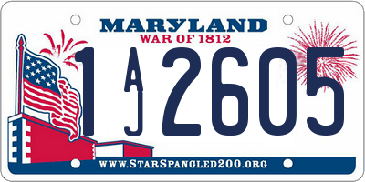 MD license plate 1AJ2605