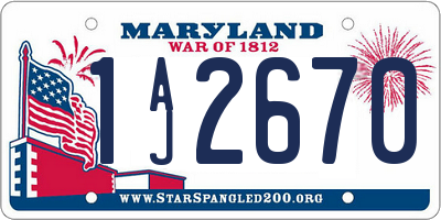 MD license plate 1AJ2670
