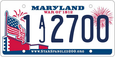MD license plate 1AJ2700