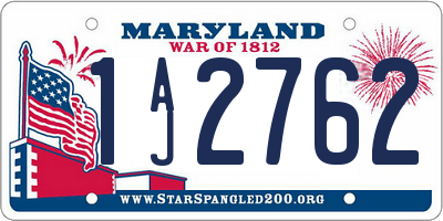 MD license plate 1AJ2762