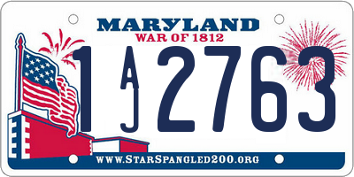 MD license plate 1AJ2763