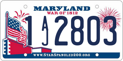 MD license plate 1AJ2803