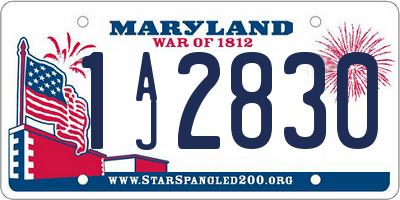 MD license plate 1AJ2830