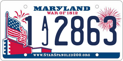 MD license plate 1AJ2863