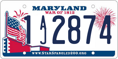 MD license plate 1AJ2874
