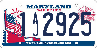 MD license plate 1AJ2925