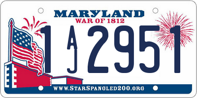 MD license plate 1AJ2951
