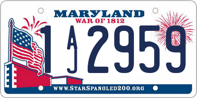 MD license plate 1AJ2959