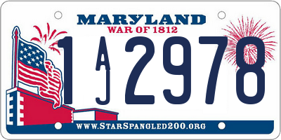 MD license plate 1AJ2978