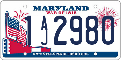 MD license plate 1AJ2980