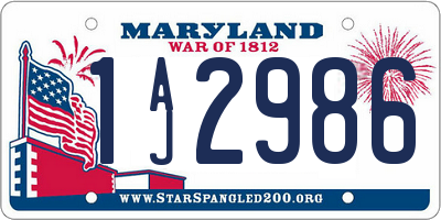 MD license plate 1AJ2986