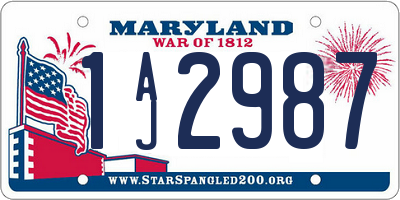 MD license plate 1AJ2987