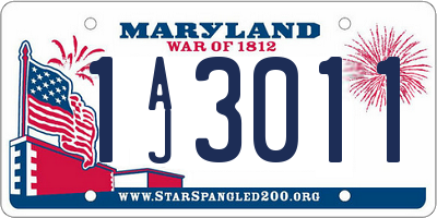MD license plate 1AJ3011
