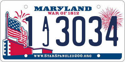 MD license plate 1AJ3034