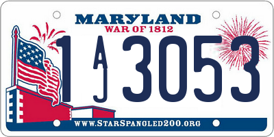 MD license plate 1AJ3053