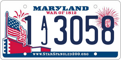 MD license plate 1AJ3058