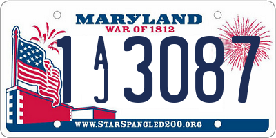 MD license plate 1AJ3087