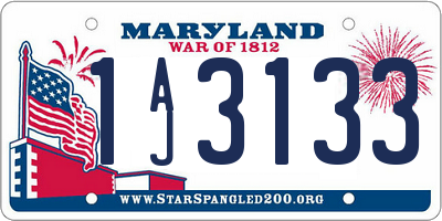 MD license plate 1AJ3133