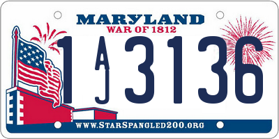 MD license plate 1AJ3136