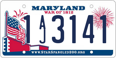 MD license plate 1AJ3141