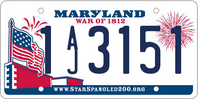 MD license plate 1AJ3151