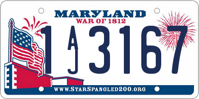 MD license plate 1AJ3167