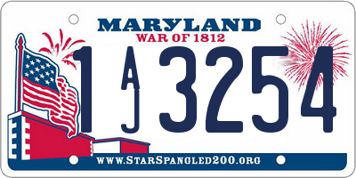 MD license plate 1AJ3254