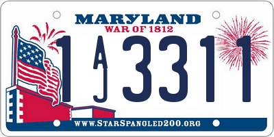 MD license plate 1AJ3311