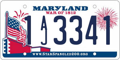 MD license plate 1AJ3341