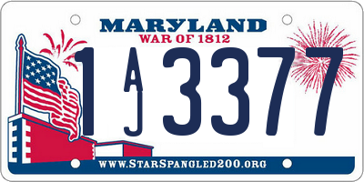 MD license plate 1AJ3377