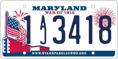 MD license plate 1AJ3418