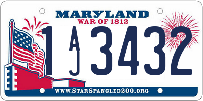 MD license plate 1AJ3432