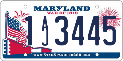 MD license plate 1AJ3445