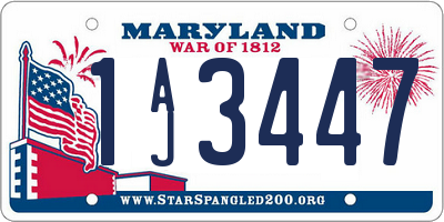 MD license plate 1AJ3447
