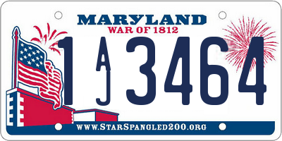 MD license plate 1AJ3464