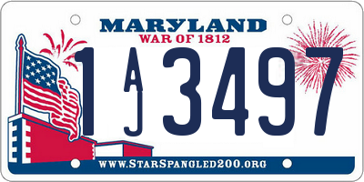 MD license plate 1AJ3497