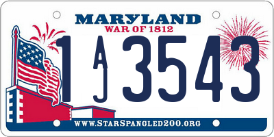 MD license plate 1AJ3543