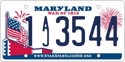 MD license plate 1AJ3544