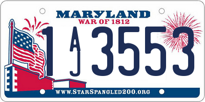 MD license plate 1AJ3553