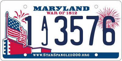 MD license plate 1AJ3576