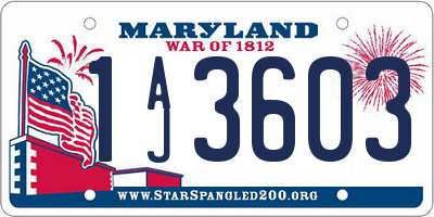 MD license plate 1AJ3603