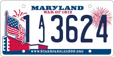 MD license plate 1AJ3624