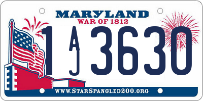 MD license plate 1AJ3630