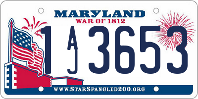 MD license plate 1AJ3653